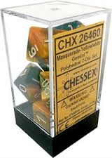 Gemini - Masquerade-Yellow/white - Opaque Polyhedral 7-Die Set (7) - Chessex