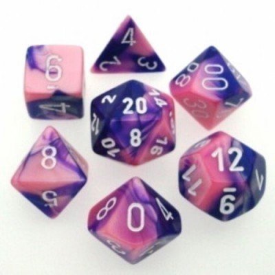 Gemini - Pink-Purple/white - Polyhedral 7-Die Set (7) - Chessex Gemini - Pink-Purple/white - Polyhedral 7-Die Set (7) - Chessex
