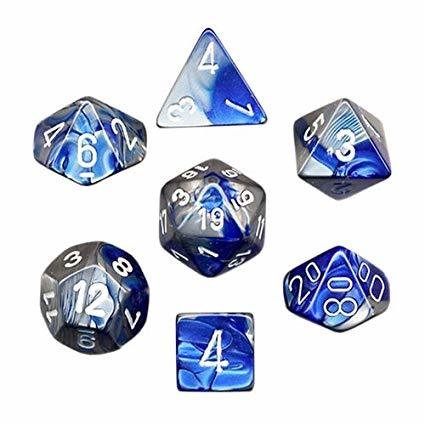 Gemini - Blue-steel/white - Opaque Polyhedral 7-Die Set (7) - Chessex