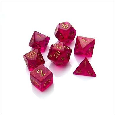 Borealis - Magenta w/gold- Opaque Polyhedral 7-Die Set (7) - Chessex