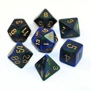 Gemini - Blue-Green/gold - Opaque Polyhedral 7-Die Set (7) - Chessex