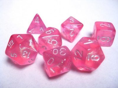 Pink w/silver Borealis Dice Set - 7-Die Set (7) - Chessex