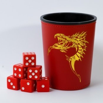 Dice Cup - Red /w Dragon Emblem - Würfelbecher