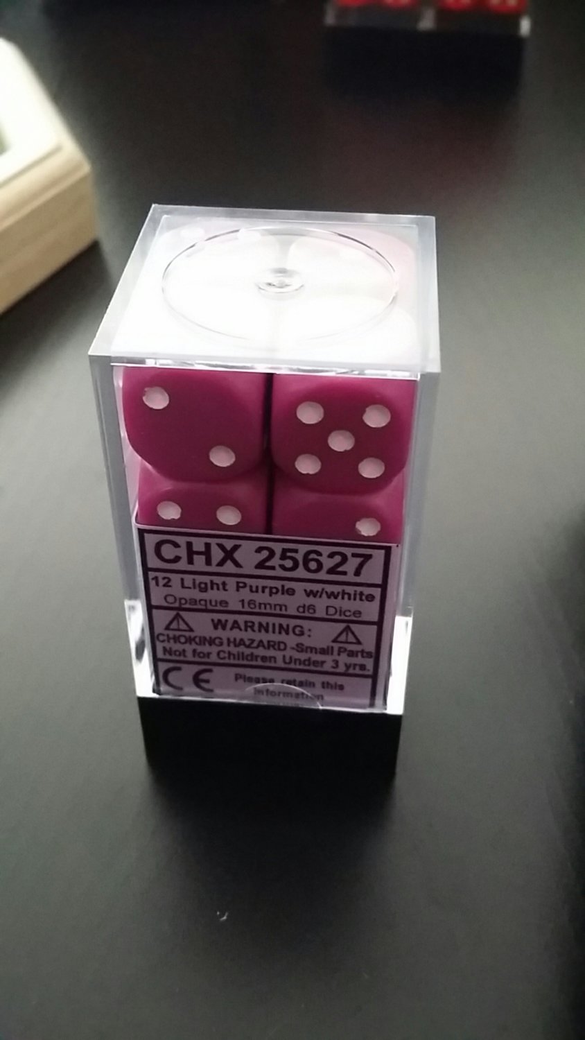Hellviolett/Weiss - Opaque 16mm D6 Dice Block™ (12) - Chessex
