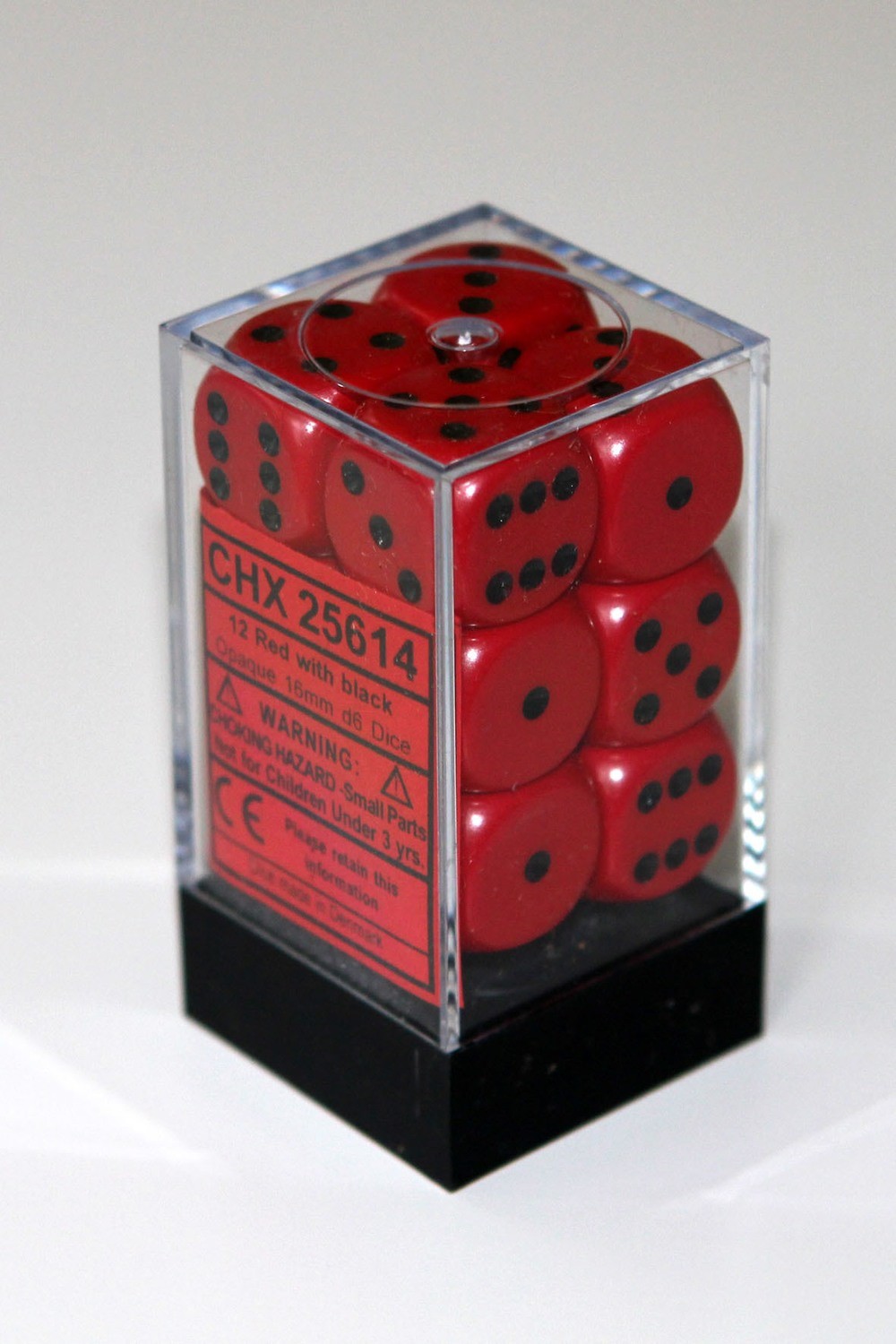 Rot/Schwarz - Opaque 16mm D6 Dice Block™ (12) - Chessex