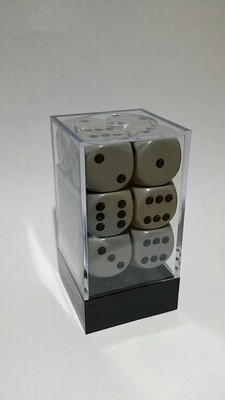 Grau/Schwarz - Opaque 16mm D6 Dice Block™ (12) - Chessex