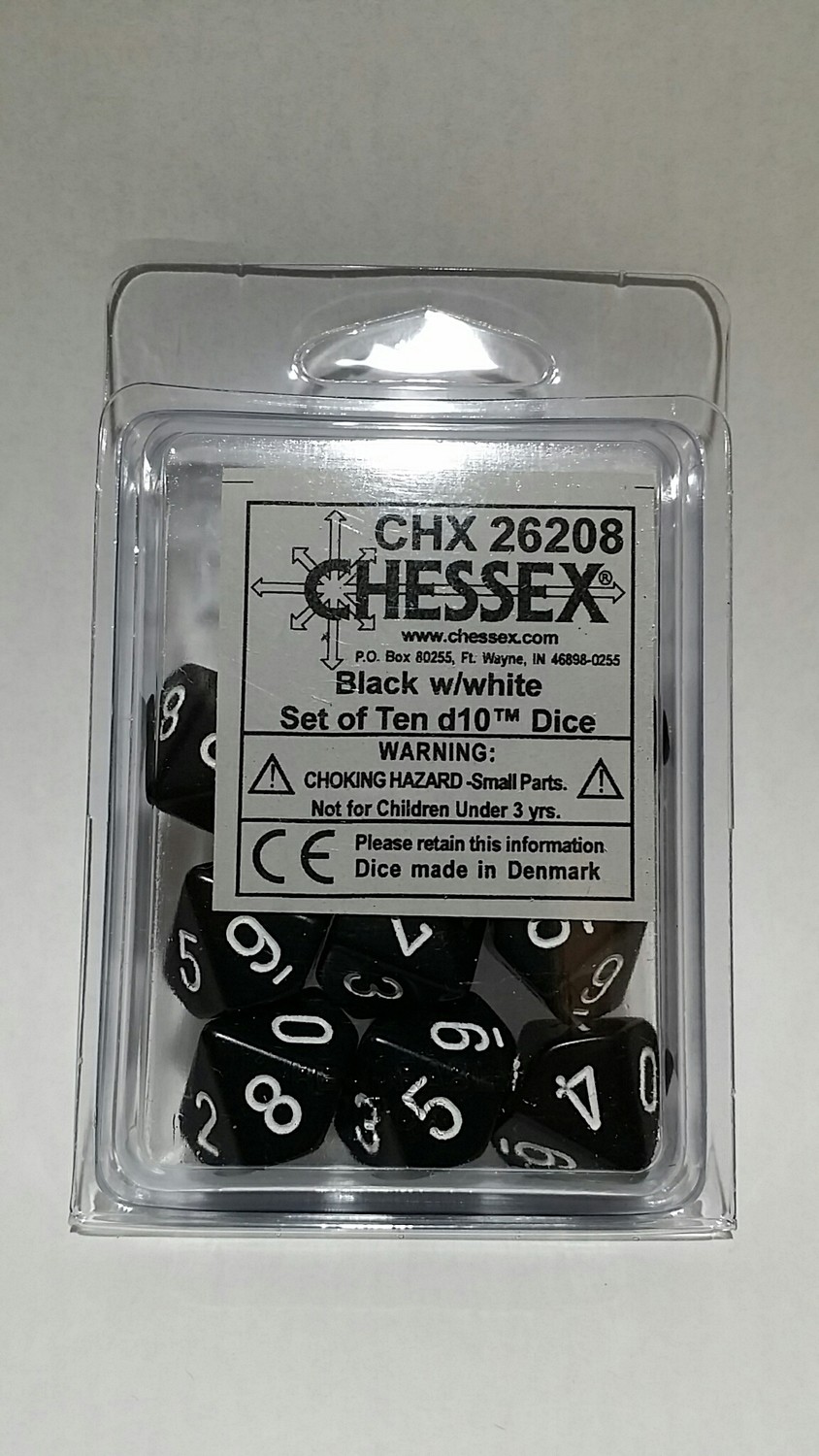 Schwarz/Weiss - Opaque Set of Ten D10's (10) - Chessex