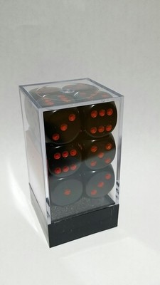 Schwarz/Rot - Opaque 16mm D6 Dice Block™ (12) - Chessex