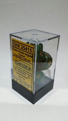 Staubig-Grün/Gold - Opaque Polyhedral 7-Die Set (7) - Chessex