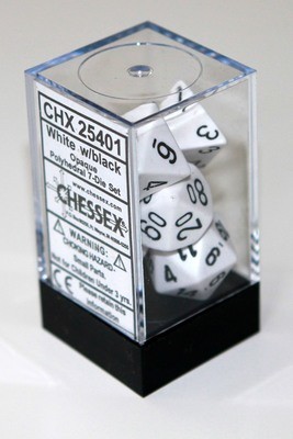 Weiss/Schwarz - Opaque Polyhedral 7-Die Set (7) - Chessex