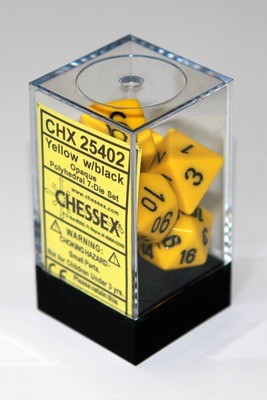 Gelb/Schwarz - Opaque Polyhedral 7-Die Set (7) - Chessex