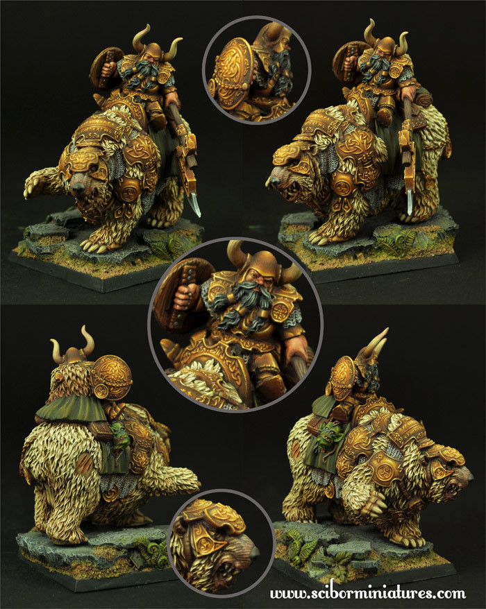 Dwarf Warrior on War Bear #1 - Scibor Miniatures