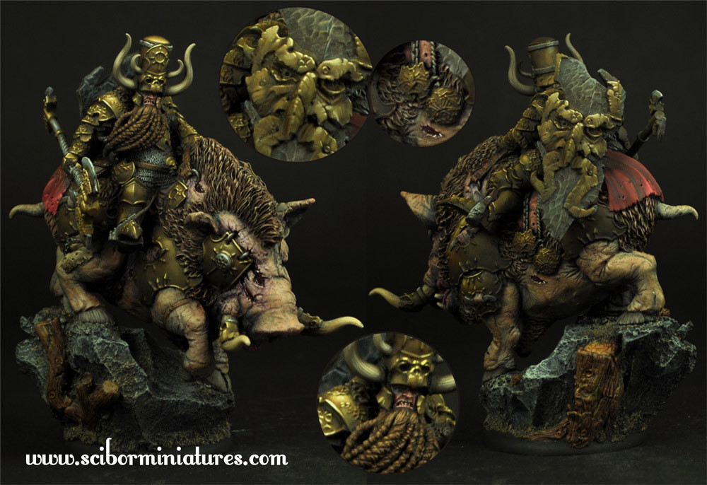 Moscal Dwarf on War Boar - Scibor Miniatures