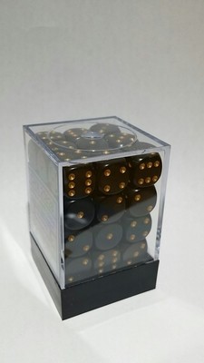 Schwarz/Gold - Opaque 12mm D6 Dice Block™ (36) - Chessex