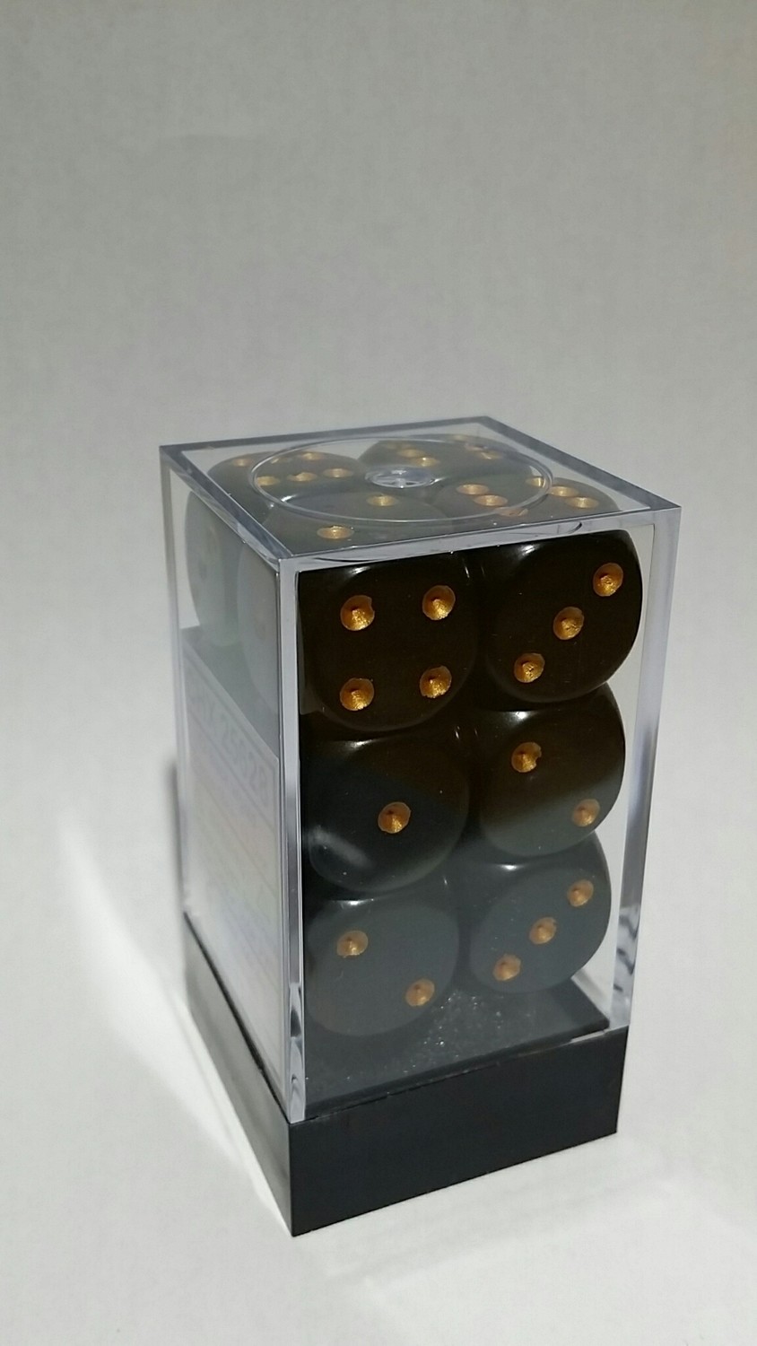 Schwarz/Gold - Opaque 16mm D6 Dice Block™ (12) - Chessex