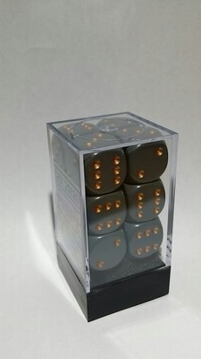 Staubig-Dunkelgrau/Kupfer - Opaque 16mm D6 Dice Block™ (12) - Chessex