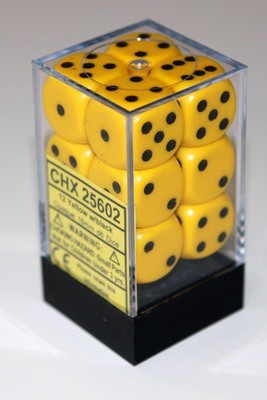 Gelb/Schwarz - Opaque 16mm D6 Dice Block™ (12) - Chessex