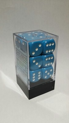 Hellblau/Weiss - Opaque 16mm D6 Dice Block™ (12) - Chessex