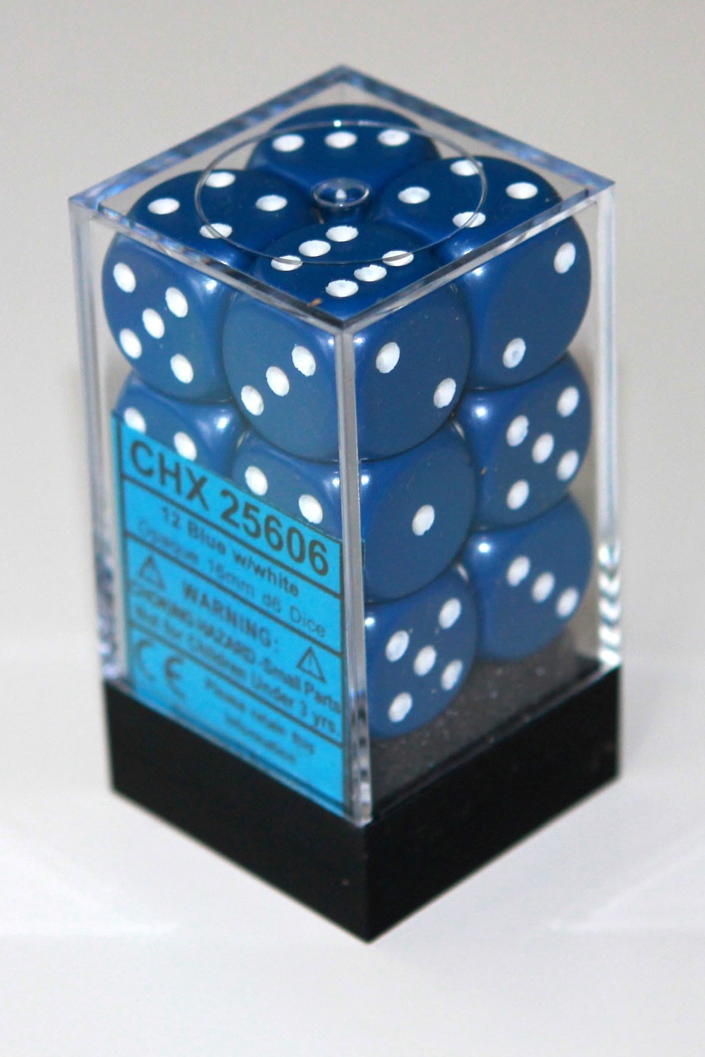 Blau/Weiss - Opaque 16mm D6 Dice Block™ (12) - Chessex