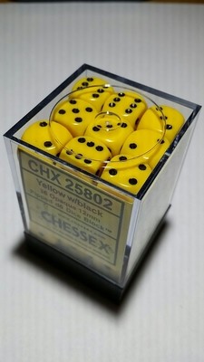 Gelb/Schwarz - Opaque 12mm D6 Dice Block™ (36) - Chessex
