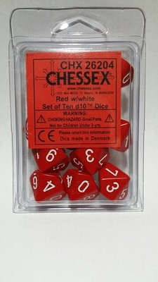 Rot/Weiss - Opaque Set of Ten D10's (10) - Chessex