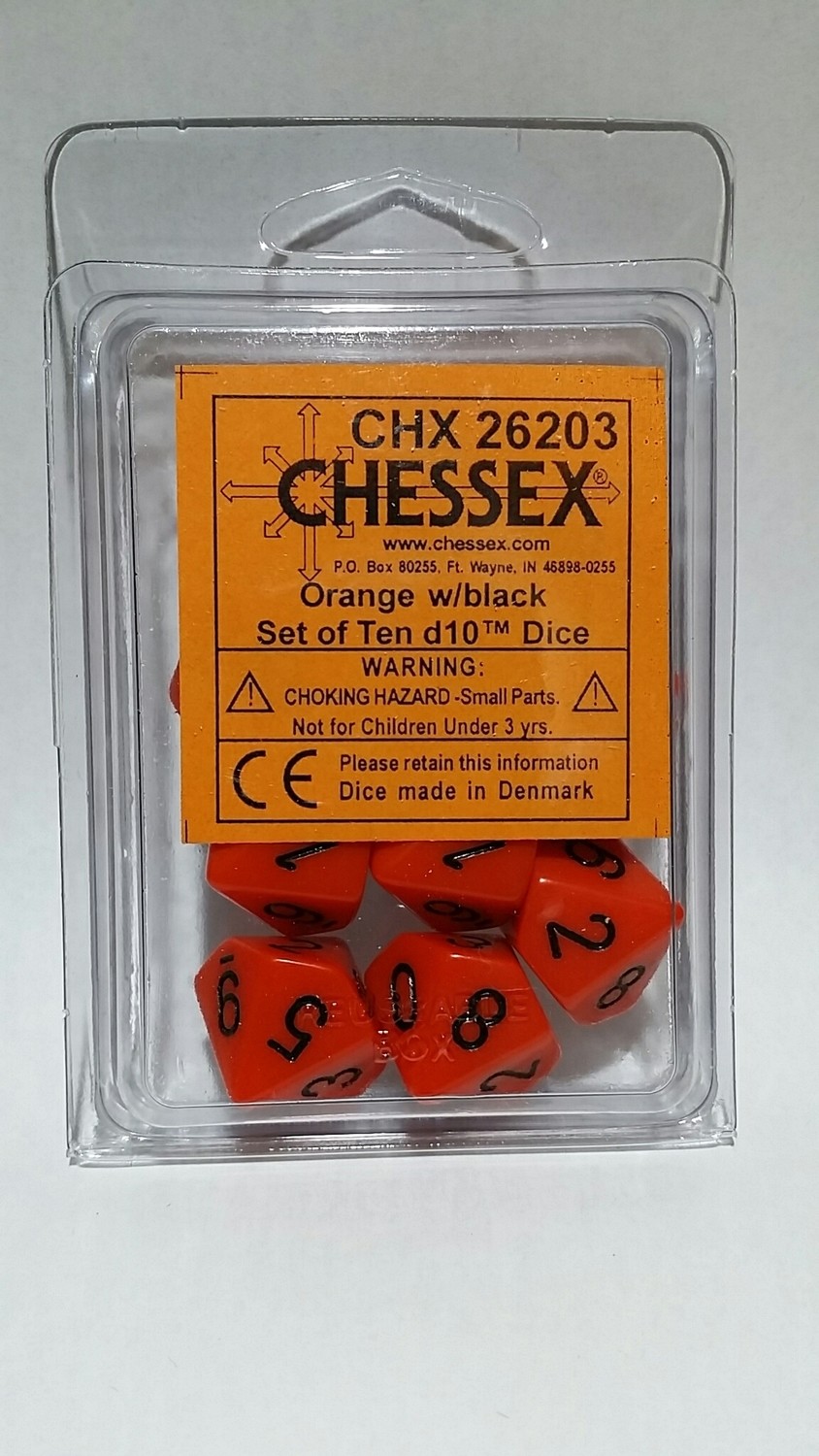 Orange/Schwarz - Opaque Set of Ten D10's (10) - Chessex