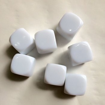Blank White 16mm Dice (15pcs) Cornered Dice