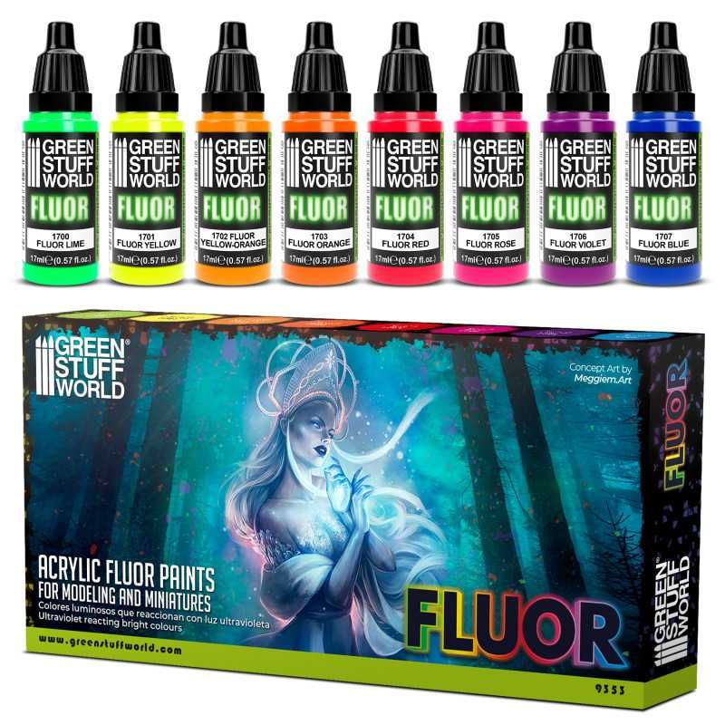 Set 8x Fluoreszierende farbe Acrylic Fluor Paints - Greenstuff World Set 8x Fluoreszierende farbe Acrylic Fluor Paints - Greenstuff World
