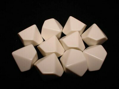 Bag of 10 D10 White Blank Opaque Polyhedral Dice - Chessex Bag of 10 D10 White Blank Opaque Polyhedral Dice - Chessex