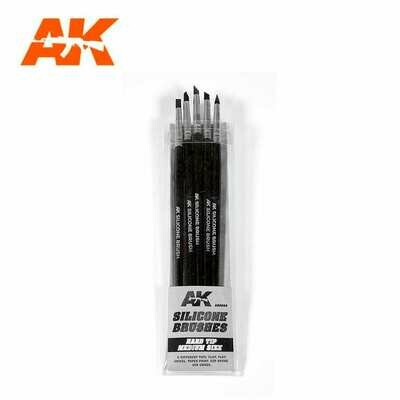 SILICONE BRUSHES HARD TIP MEDIUM (5 SILICONE PENCILS) - AK Interactive