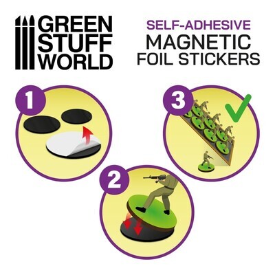 Magnetic Foil Stickers - Vorgeschnittene Magnetfolie - Rund 30mm - Greenstuff World Magnetic Foil Stickers - Vorgeschnittene Magnetfolie - Rund 30mm - Greenstuff World