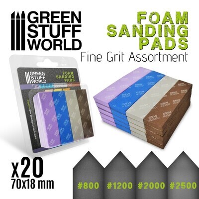 EVA-SCHAUM-PAD - SORTIMENT FEINKORN x20 Sanding Pads Fine Grid Assortment - Greenstuff World EVA-SCHAUM-PAD - SORTIMENT FEINKORN x20 Sanding Pads Fine Grid Assortment - Greenstuff World