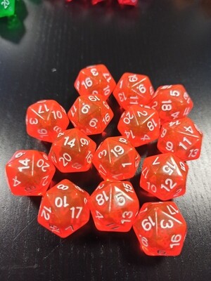 W20 D20 - 20-seitig, transparent (1x) Orange