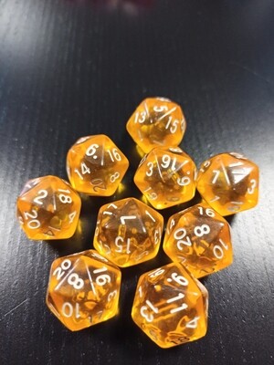 W20 D20 - 20-seitig, transparent (1x) Gelb