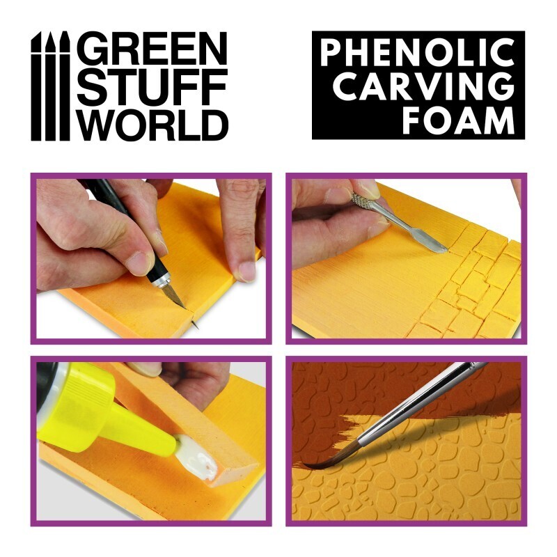 Phenolischer FOAM 10mm - Format A4 Phenolic Carving Foam - Greenstuff World Phenolischer FOAM 10mm - Format A4 Phenolic Carving Foam - Greenstuff World