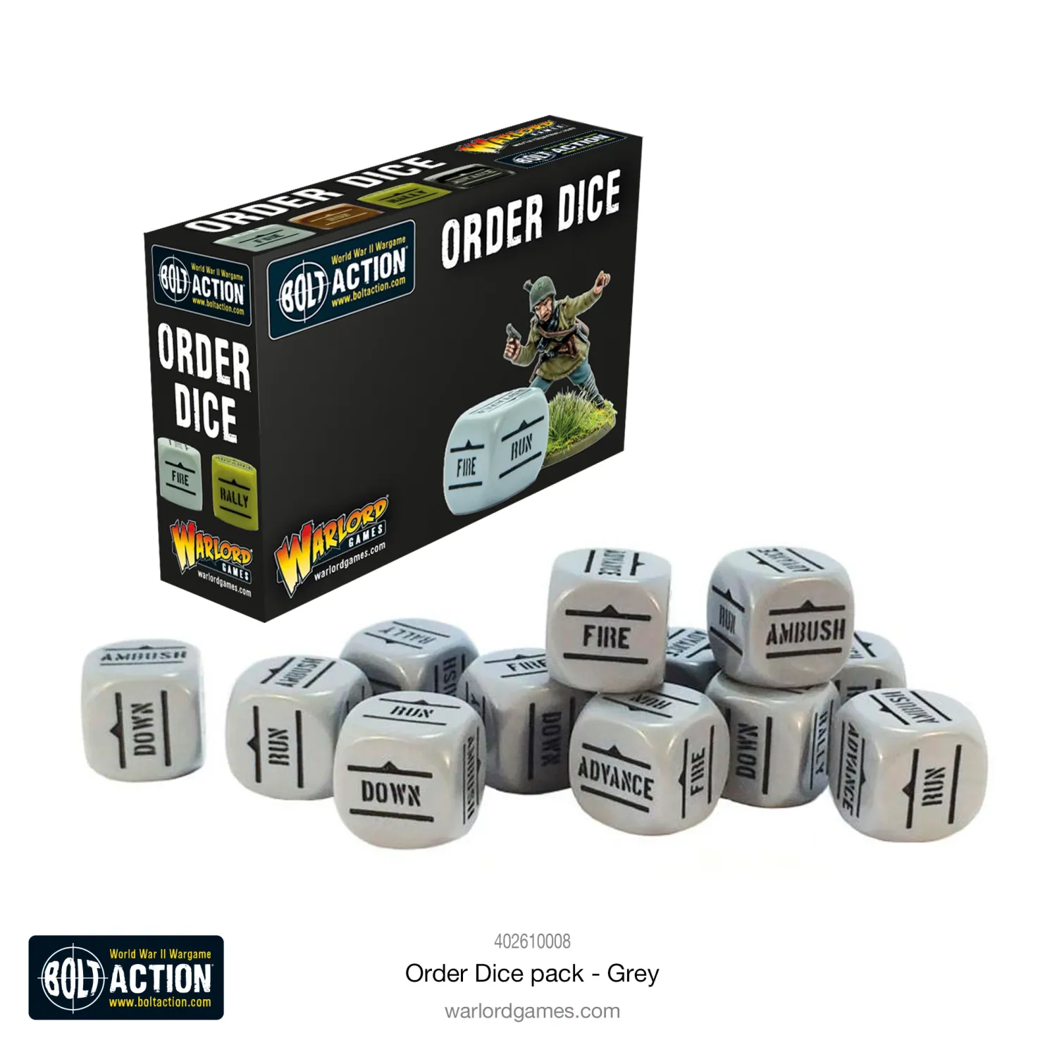 Bolt Action: Orders Dice Pack - Grey - Befehlswürfel - Grau Bolt Action: Orders Dice Pack - Grey - Befehlswürfel - Grau