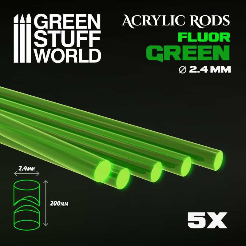 Acrylic Rods - Round 2.4 mm Fluor GREEN - Greenstuff World Acrylic Rods - Round 2.4 mm Fluor GREEN - Greenstuff World
