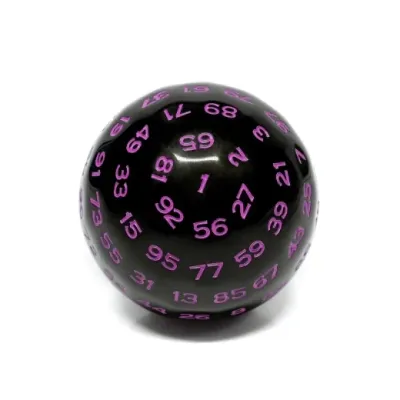 45mm D100 W100 - Black Opaque with Purple - Foam Brain Dice