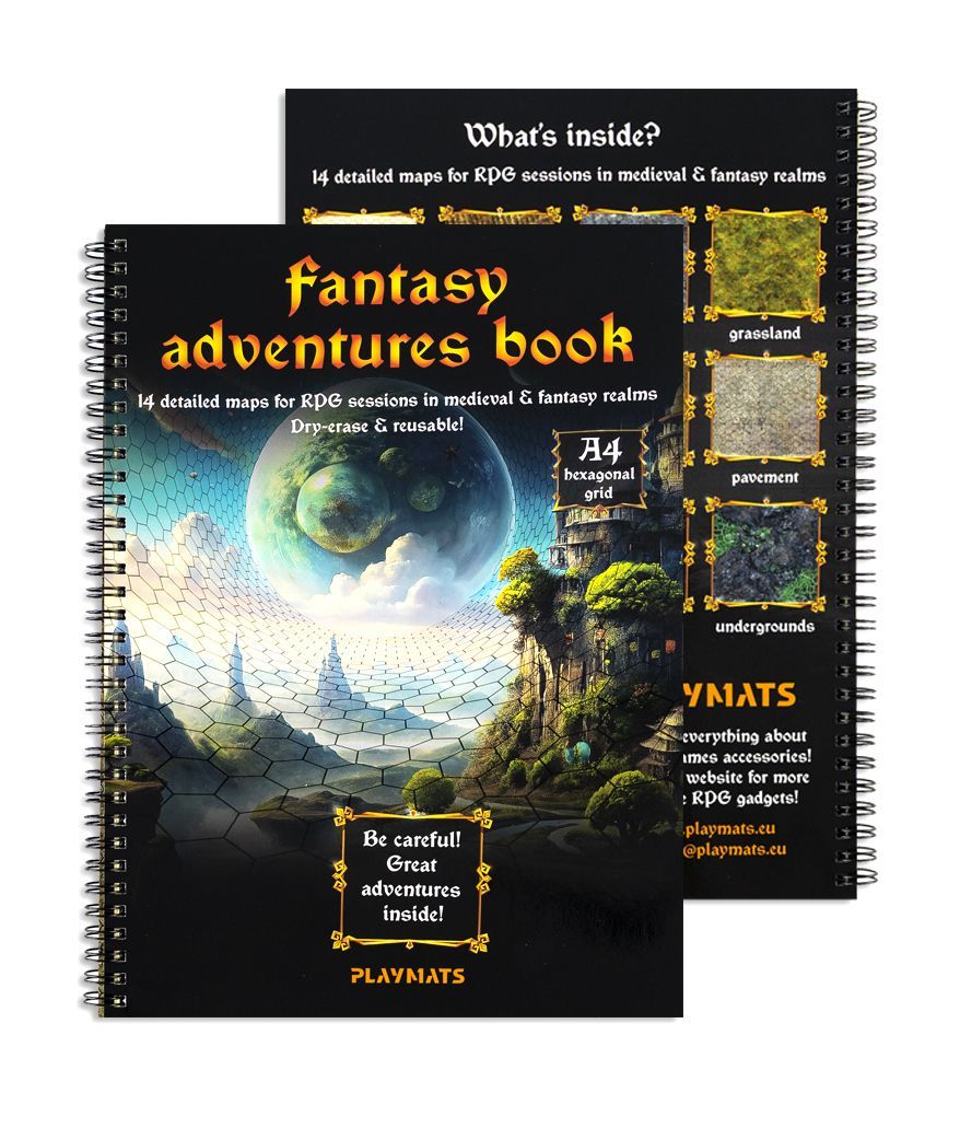 Fantasy Adventures book - A4 RPG Book with 14 detailed maps - square grid