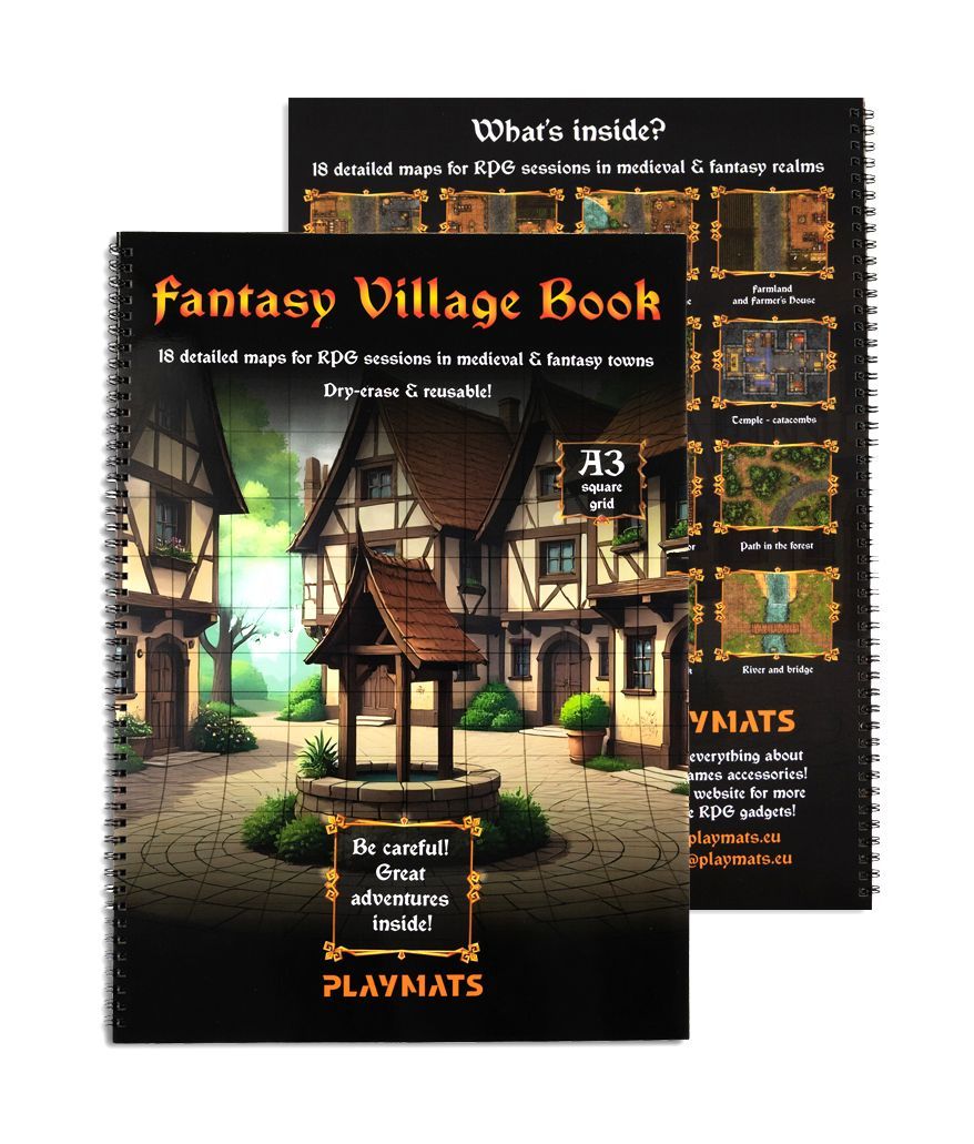 Fantasy Village Adventures book - A3 RPG Book with 18 detailed maps – Square Grid