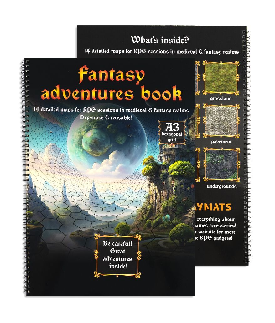 Fantasy Adventures book - A3 RPG Book with 14 detailed maps - hex grid