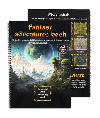 Fantasy Adventures book - A3 RPG Book with 14 detailed maps - hex grid