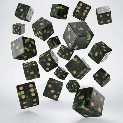 Full Pack of D6s: Bottle green & Gold - Würfel - Q-Workshop