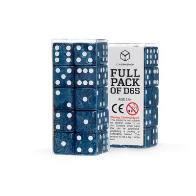 Full Pack of D6s: Cobalt&White - Würfel - Q-Workshop