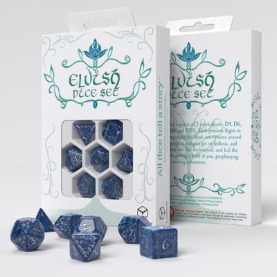 Elvish Cobalt & Silver Dice Set (7) - Q-Workshop