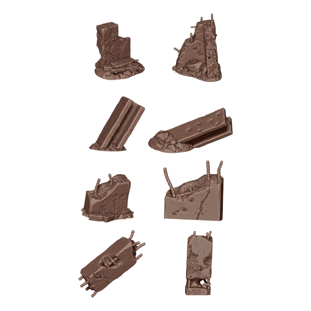 Concrete Ruins - Basing Bits (8 Teile) - AK Interactive