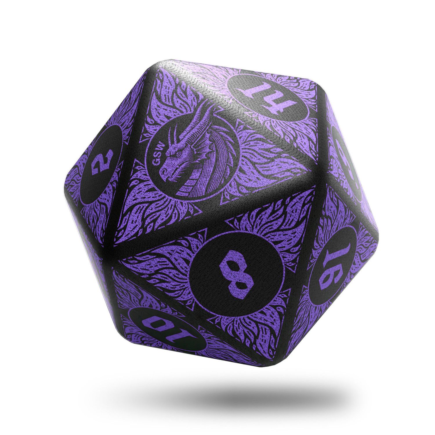 Anti Stress Würfel D20 - Squishy Dice D20- Drachen- Plüsch-Würfel