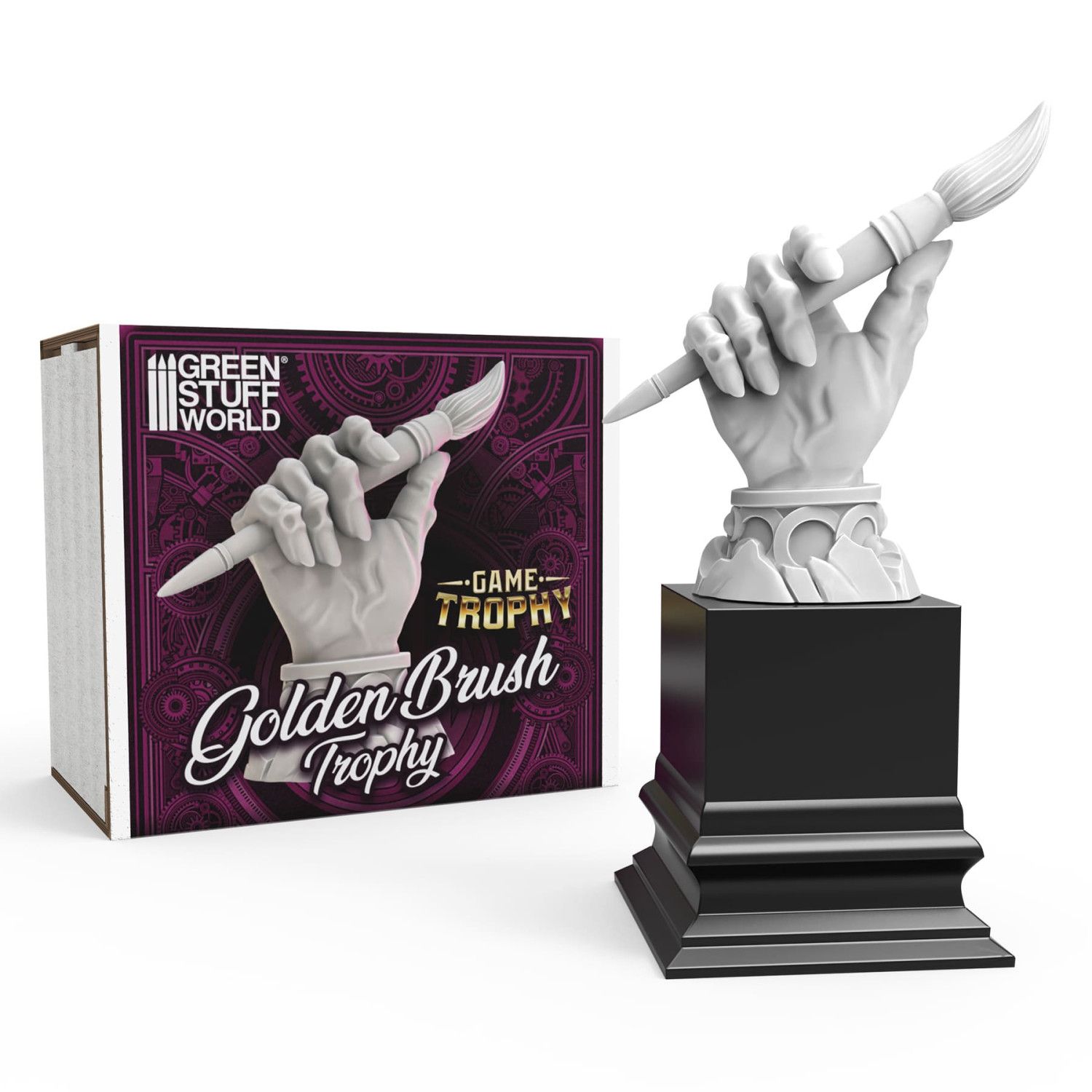 3D Printed Set - Trophäe Malwettbewerb Golden Brush Trophy - Greenstuff World
