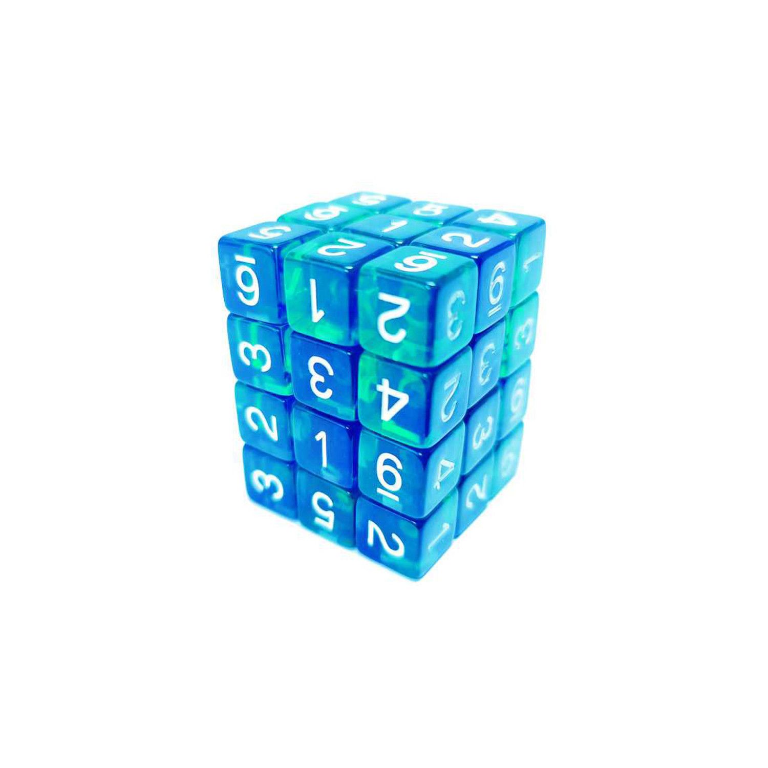 36x W6 12mm Spielwürfel - Blau/Türkis Transparent (D6 Dice)
