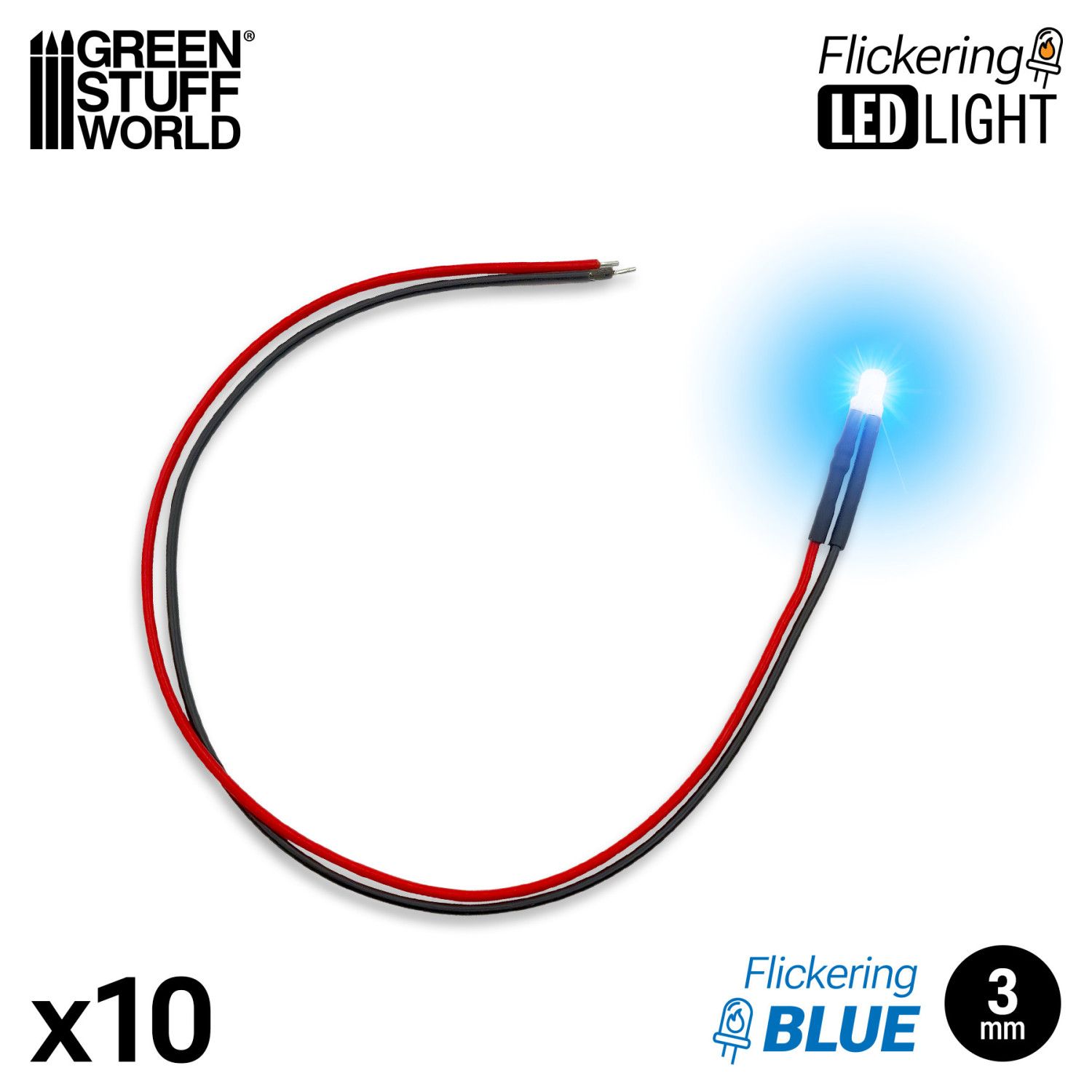 Blue Flickering LED Lights 3mm - Greenstuff World Blue Flickering LED Lights 3mm - Greenstuff World